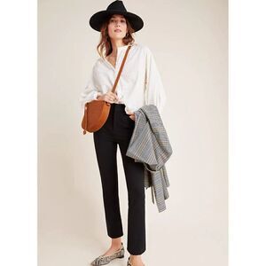 NWT Anthropologie Essential 2P Black Slim Tulip Hem Cropped Stretch Trouser Pant